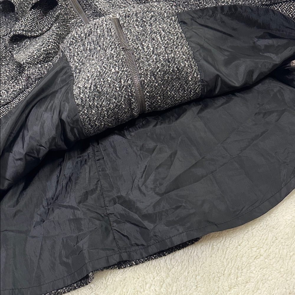 Anthropologie Ryu Feminine Tweed‎ Wool Blend Ruffled Tailored Chic Coat L Gray - Picture 8 of 9